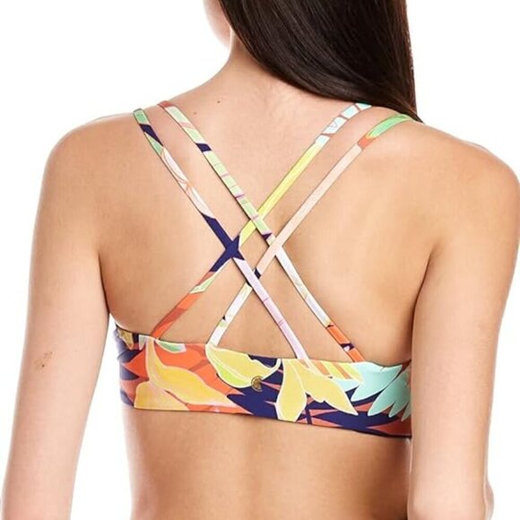 Citrus Reversible Tropical Print Crisscross Back Bikini Swimsuit Top Size S NWT - Picture 3 of 8